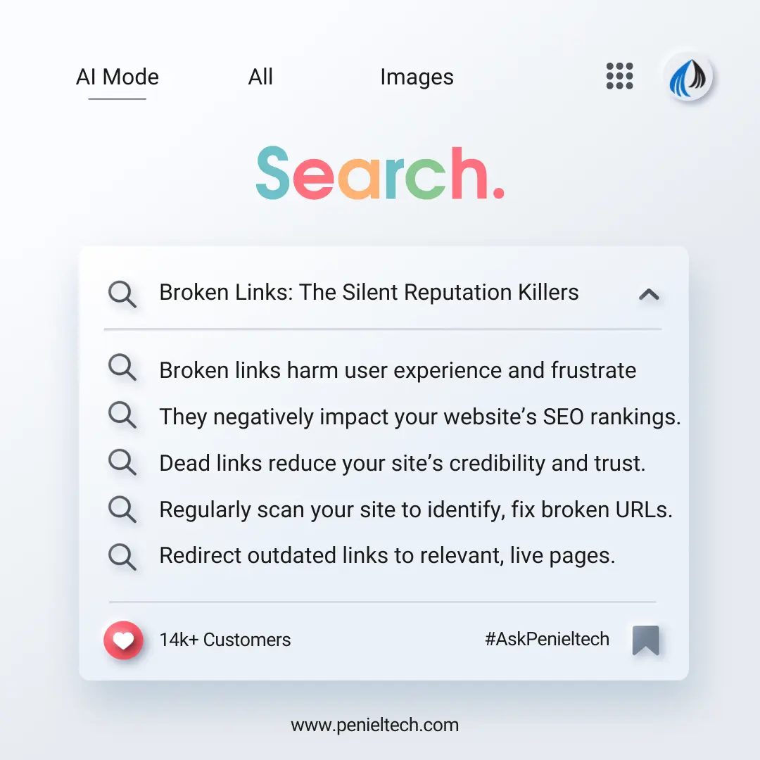 Broken links harm user experience and frustrate - Penieltech