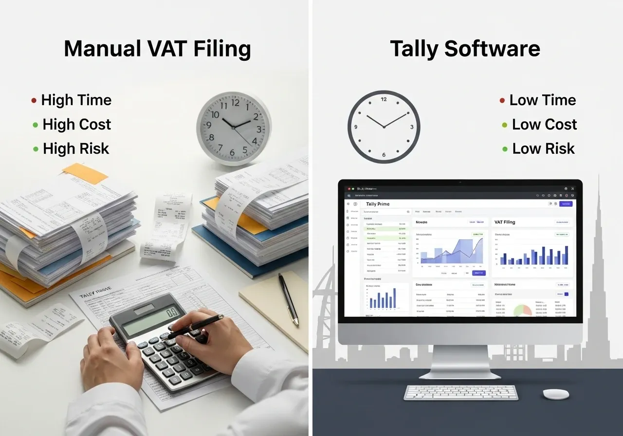 Manual VAT Filing vs. Tally Software: Time, Cost, and Risk Comparison