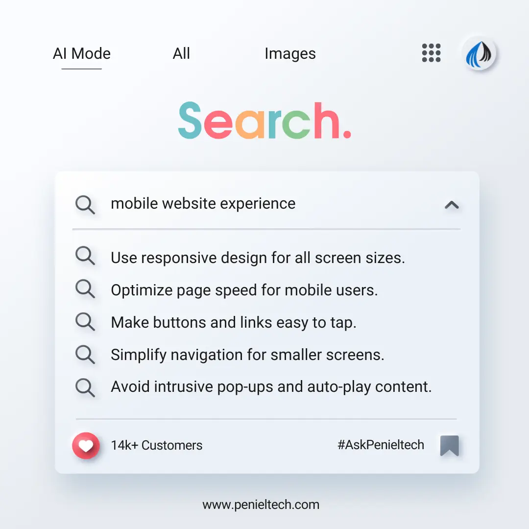 mobile website experience - Penieltech